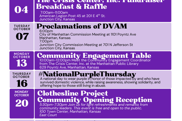 Domestic Violence Awareness Month 2025 Calendar